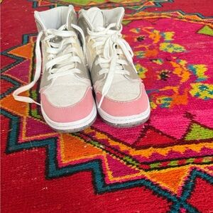 Pink and White High-Top Sneakers